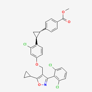 molecular formula C30H24Cl3NO4 B8121342 methyl 4-((1S,2S)-2-(2-chloro-4-((5-cyclopropyl-3-(2,6-dichlorophenyl)isoxazol-4-yl)methoxy)phenyl)cyclopropyl)benzoate 