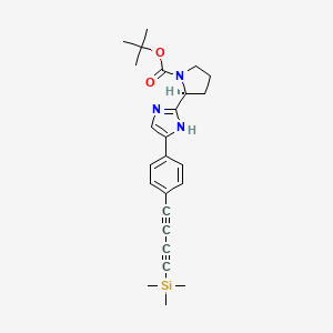 molecular formula C25H31N3O2Si B8121343 tert-Butyl (2S)-2-(5-{4-[4-(trimethylsilyl)buta-1,3-diyn-1-yl]phenyl}-1H-imidazol-2-yl)pyrrolidine-1-carboxylate 