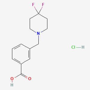 molecular formula C13H16ClF2NO2 B8121424 3-[(4,4-Difluoropiperidin-1-yl)methyl]benzoic acid hydrochloride 