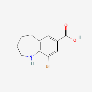 molecular formula C11H12BrNO2 B8121451 9-Bromo-2,3,4,5-tetrahydro-1H-benzo[b]azepine-7-carboxylic Acid 