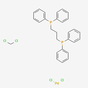 molecular formula C28H28Cl4P2Pd B8121504 Dichloromethane;dichloropalladium;3-diphenylphosphanylpropyl(diphenyl)phosphane 