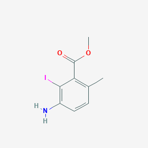 molecular formula C9H10INO2 B8121514 3-Amino-2-iodo-6-methyl-benzoic acid methyl ester 