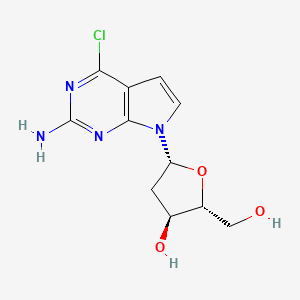 molecular formula C11H13ClN4O3 B8121556 (2R,3S,5R)-5-(2-Amino-4-chloro-7H-pyrrolo[2,3-d]pyrimidin-7-yl)-2-(hydroxymethyl)tetrahydrofuran-3-ol 