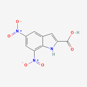 molecular formula C9H5N3O6 B8121574 5,7-dinitro-1H-indole-2-carboxylic acid 
