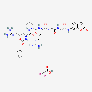 molecular formula C42H57F3N12O11 B8121736 Cbz-Arg-Leu-Arg-Gly-Gly-AMC.TFA 