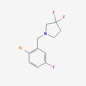 molecular formula C11H11BrF3N B8121875 1-(2-Bromo-5-fluorobenzyl)-3,3-difluoropyrrolidine 