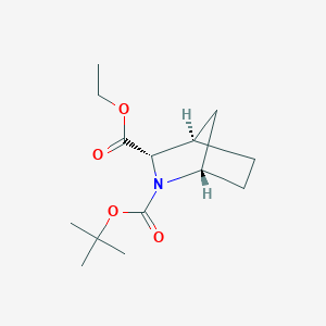 molecular formula C14H23NO4 B8121910 (3S)-2-(tert-Butyl) 3-ethyl (1S,4R)-rel-2-azabicyclo[2.2.1]heptane-2,3-dicarboxylate 