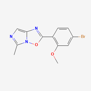 molecular formula C12H10BrN3O2 B8121970 2-(4-Bromo-2-methoxyphenyl)-5-methylimidazo[5,1-b][1,2,4]oxadiazole 