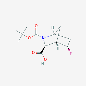 molecular formula C12H18FNO4 B8122031 (1S,3S,4S,5S)-5-fluoro-2-[(2-methylpropan-2-yl)oxycarbonyl]-2-azabicyclo[2.2.1]heptane-3-carboxylic acid 