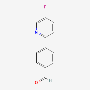 molecular formula C12H8FNO B8122072 4-(5-Fluoropyridin-2-yl)benzaldehyde 