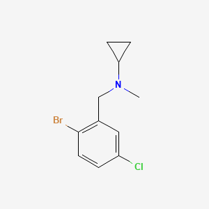 molecular formula C11H13BrClN B8122088 N-[(2-bromo-5-chlorophenyl)methyl]-N-methylcyclopropanamine 