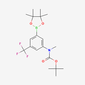 molecular formula C19H27BF3NO4 B8122095 Methyl-[3-(4,4,5,5-tetramethyl-[1,3,2]dioxaborolan-2-yl)-5-trifluoromethyl-phenyl]-carbamic acid tert-butyl ester 