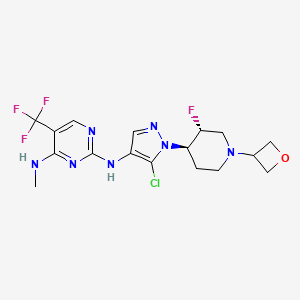 molecular formula C17H20ClF4N7O B8122114 N2-{5-chloro-1-[(3R,4R)-3-fluoro-1-(oxetan-3-yl)piperidin-4-yl]-1H-pyrazol-4-yl}-N4-methyl-5-(trifluoromethyl)pyrimidine-2,4-diamine 