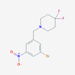 molecular formula C12H13BrF2N2O2 B8122118 1-(3-Bromo-5-nitrobenzyl)-4,4-difluoropiperidine 