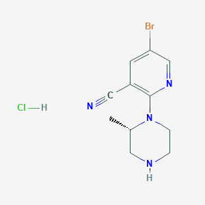 molecular formula C11H14BrClN4 B8122143 (S)-5-bromo-2-(2-methylpiperazin-1-yl)nicotinonitrile hydrochloride 