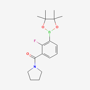 molecular formula C17H23BFNO3 B8122180 (2-Fluoro-3-(4,4,5,5-tetramethyl-1,3,2-dioxaborolan-2-yl)phenyl)(pyrrolidin-1-yl)methanone 