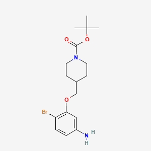 molecular formula C17H25BrN2O3 B8122200 4-(5-Amino-2-bromo-phenoxymethyl)-piperidine-1-carboxylic acid tert-butyl ester 