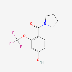 molecular formula C12H12F3NO3 B8122228 (4-Hydroxy-2-trifluoromethoxy-phenyl)-pyrrolidin-1-yl-methanone 