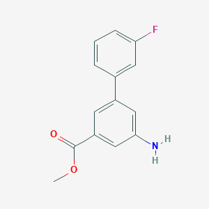 molecular formula C14H12FNO2 B8122233 5-Amino-3'-fluoro-biphenyl-3-carboxylic acid methyl ester 