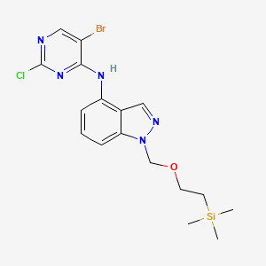 molecular formula C17H21BrClN5OSi B8122265 N-(5-bromo-2-chloropyrimidin-4-yl)-1-((2-(trimethylsilyl)ethoxy)methyl)-1H-indazol-4-amine 