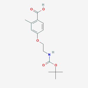 molecular formula C15H21NO5 B8122313 4-(2-tert-Butoxycarbonylamino-ethoxy)-2-methyl-benzoic acid 