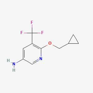molecular formula C10H11F3N2O B8122365 6-(Cyclopropylmethoxy)-5-(trifluoromethyl)pyridin-3-amine 