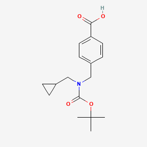 molecular formula C17H23NO4 B8122404 4-[(tert-Butoxycarbonyl-cyclopropylmethyl-amino)-methyl]-benzoic acid 