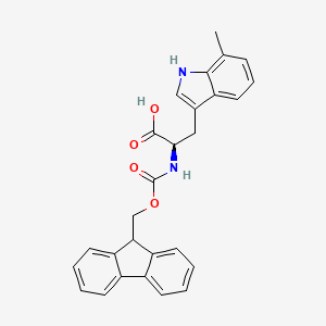 molecular formula C27H24N2O4 B8122416 (R)-2-((((9H-Fluoren-9-yl)methoxy)carbonyl)amino)-3-(7-methyl-1H-indol-3-yl)propanoic acid 