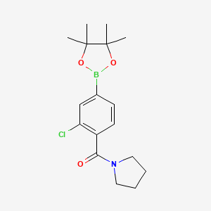 molecular formula C17H23BClNO3 B8122486 [2-Chloro-4-(4,4,5,5-tetramethyl-[1,3,2]dioxaborolan-2-yl)-phenyl]-pyrrolidin-1-yl-methanone 