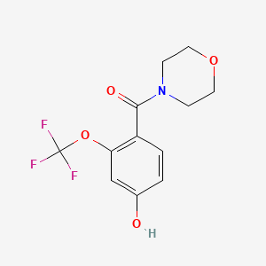 molecular formula C12H12F3NO4 B8122490 (4-Hydroxy-2-trifluoromethoxy-phenyl)-morpholin-4-yl-methanone 