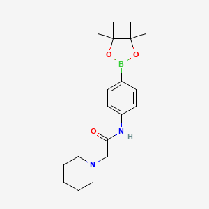 molecular formula C19H29BN2O3 B8122504 2-(Piperidin-1-yl)-N-(4-(4,4,5,5-tetramethyl-1,3,2-dioxaborolan-2-yl)phenyl)acetamide 