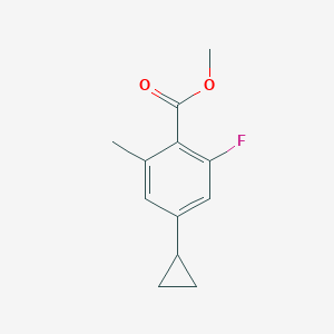 molecular formula C12H13FO2 B8122505 Methyl 4-cyclopropyl-2-fluoro-6-methylbenzoate 