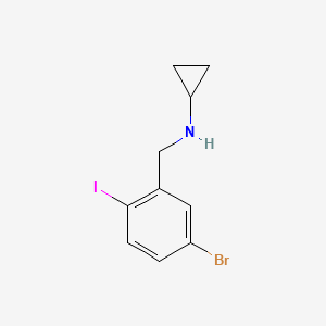 molecular formula C10H11BrIN B8122535 (5-Bromo-2-iodobenzyl)-cyclopropylamine 