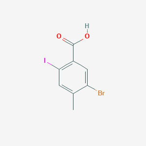 molecular formula C8H6BrIO2 B8122554 5-Bromo-2-iodo-4-methylbenzoic acid 