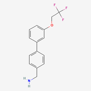 molecular formula C15H14F3NO B8122580 C-[3'-(2,2,2-Trifluoroethoxy)-biphenyl-4-yl]-methylamine 