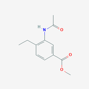 molecular formula C12H15NO3 B8122581 3-Acetylamino-4-ethylbenzoic acid methyl ester 