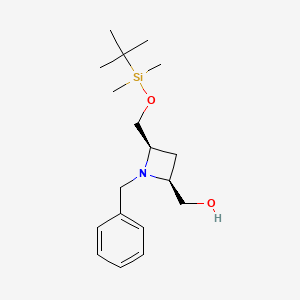 molecular formula C18H31NO2Si B8122622 ((2S,4R)-1-Benzyl-4-(((tert-butyldimethylsilyl)oxy)methyl)azetidin-2-YL)methanol 