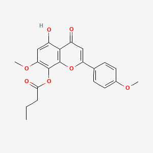 molecular formula C21H20O7 B8122770 山奈酚-7,4'-二甲氧基-8-丁酰酯 