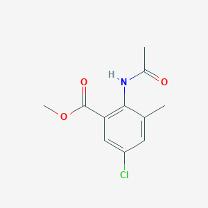 molecular formula C11H12ClNO3 B8122796 Methyl 2-acetamido-5-chloro-3-methylbenzoate 