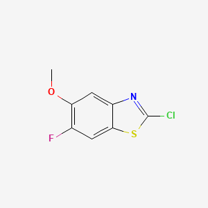 molecular formula C8H5ClFNOS B8122811 2-Chloro-6-fluoro-5-methoxy-1,3-benzothiazole CAS No. 1344684-79-2