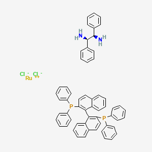 molecular formula C58H48Cl2N2P2Ru B8122857 (1R,2R)-1,2-diphenylethane-1,2-diamine;[1-(2-diphenylphosphanylnaphthalen-1-yl)naphthalen-2-yl]-diphenylphosphane;ruthenium(2+);dichloride 