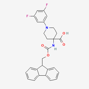 molecular formula C27H24F2N2O4 B8122865 4-((((9H-Fluoren-9-yl)methoxy)carbonyl)amino)-1-(3,5-difluorophenyl)piperidine-4-carboxylic acid 