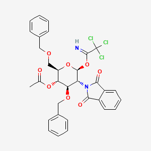 molecular formula C32H29Cl3N2O8 B8122990 [(2R,3S,4R,5R,6S)-5-(1,3-dioxoisoindol-2-yl)-4-phenylmethoxy-2-(phenylmethoxymethyl)-6-(2,2,2-trichloroethanimidoyl)oxyoxan-3-yl] acetate 