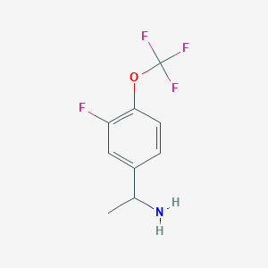molecular formula C9H9F4NO B8122998 1-[3-Fluoro-4-(trifluoromethoxy)phenyl]ethan-1-amine 