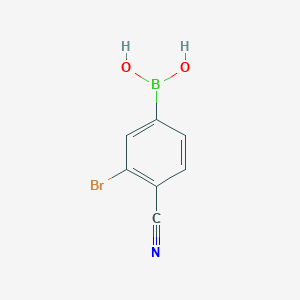 molecular formula C7H5BBrNO2 B8123024 3-Bromo-4-cyanophenylboronic acid 