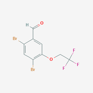 molecular formula C9H5Br2F3O2 B8123098 2,4-Dibromo-5-(2,2,2-trifluoro-ethoxy)-benzaldehyde 
