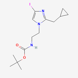 molecular formula C14H22IN3O2 B8123123 [2-(2-Cyclopropylmethyl-4-iodo-imidazol-1-yl)-ethyl]-carbamic acid tert-butyl ester 