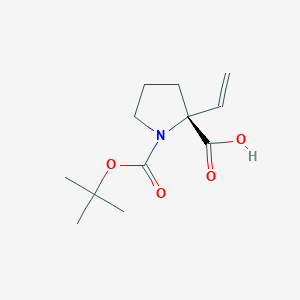 molecular formula C12H19NO4 B8123149 (2R)-1-[(tert-butoxy)carbonyl]-2-ethenylpyrrolidine-2-carboxylic acid 