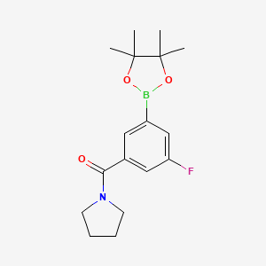 molecular formula C17H23BFNO3 B8123192 (3-Fluoro-5-(4,4,5,5-tetramethyl-1,3,2-dioxaborolan-2-yl)phenyl)(pyrrolidin-1-yl)methanone 