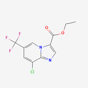 molecular formula C11H8ClF3N2O2 B8123209 Ethyl 8-chloro-6-(trifluoromethyl)imidazo[1,2-a]pyridine-3-carboxylate 